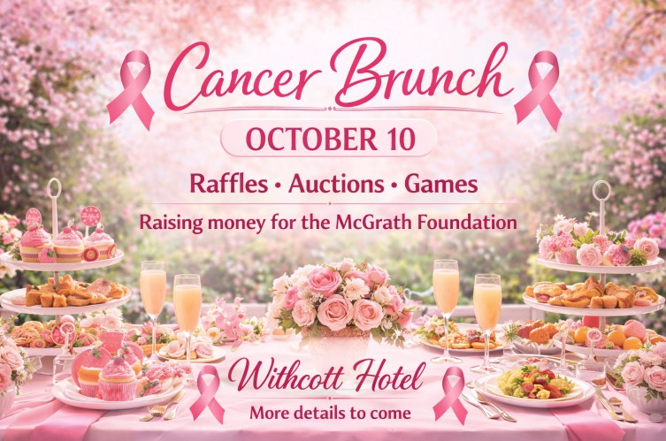 Witchott Sign Withcott Hotel - Cancer Brunch, Saturday 10th October